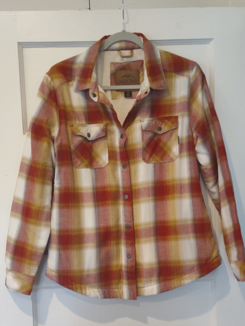 Medium Pacific Trail Cotton Plaid Button-Down Shirt in Rust, Cream & Mustard